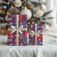 Red Samoa Manuia Le Kerisimasi Wrapping Paper Pacific Patchwork Xmas Vibes LT9 - Polynesian Pride