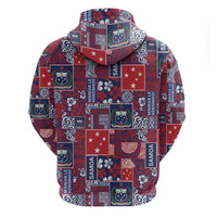 Red Samoa Manuia Le Kerisimasi Zip Hoodie Pacific Patchwork Xmas Vibes LT9 - Polynesian Pride