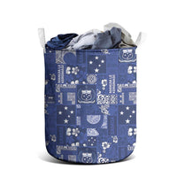 Blue Samoa Manuia Le Kerisimasi Laundry Basket Pacific Patchwork Xmas Vibes LT9 - Polynesian Pride