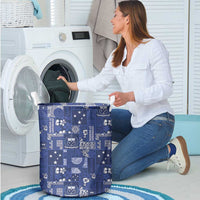Blue Samoa Manuia Le Kerisimasi Laundry Basket Pacific Patchwork Xmas Vibes LT9 - Polynesian Pride