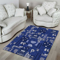 Blue Samoa Manuia Le Kerisimasi Area Rug Pacific Patchwork Xmas Vibes - Polynesian Pride