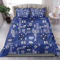 Blue Samoa Manuia Le Kerisimasi Bedding Set Pacific Patchwork Xmas Vibes - Polynesian Pride