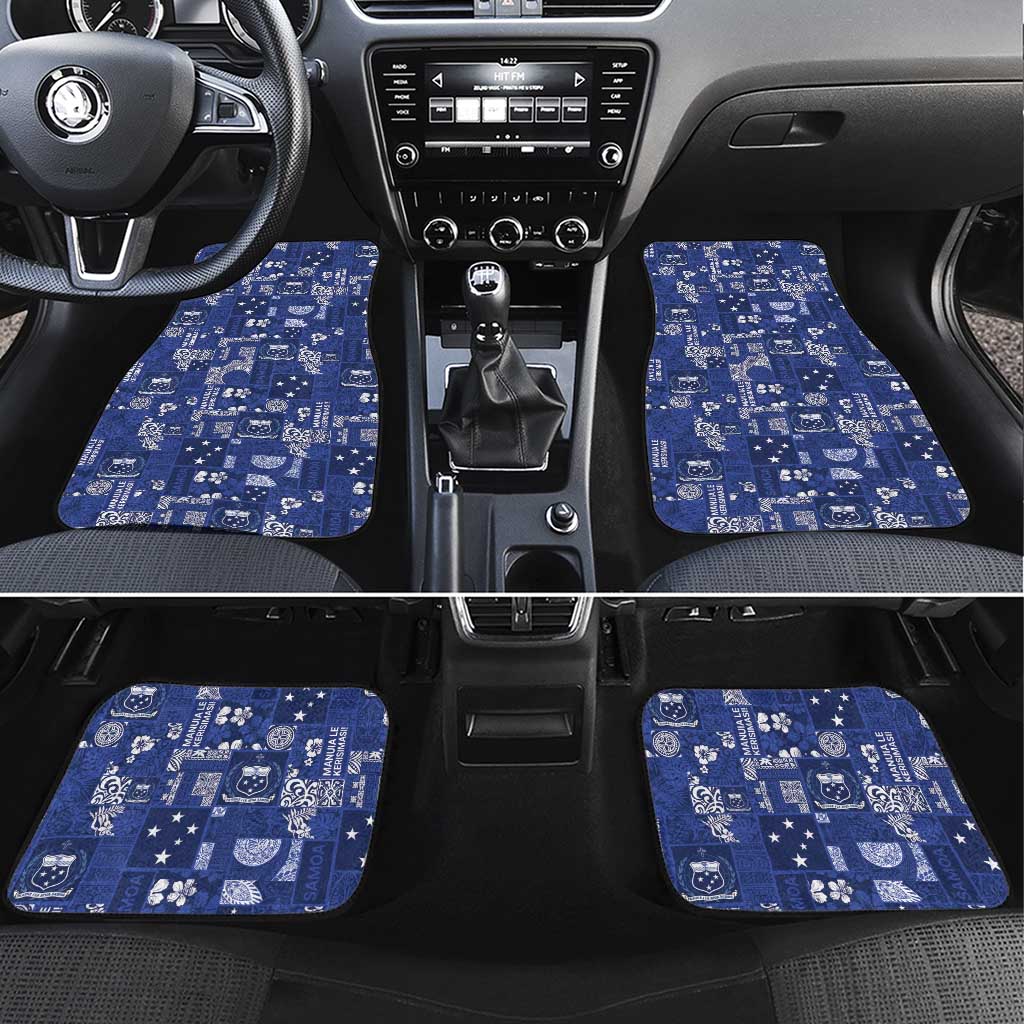 Blue Samoa Manuia Le Kerisimasi Car Mats Pacific Patchwork Xmas Vibes LT9 Set 4pcs Blue - Polynesian Pride