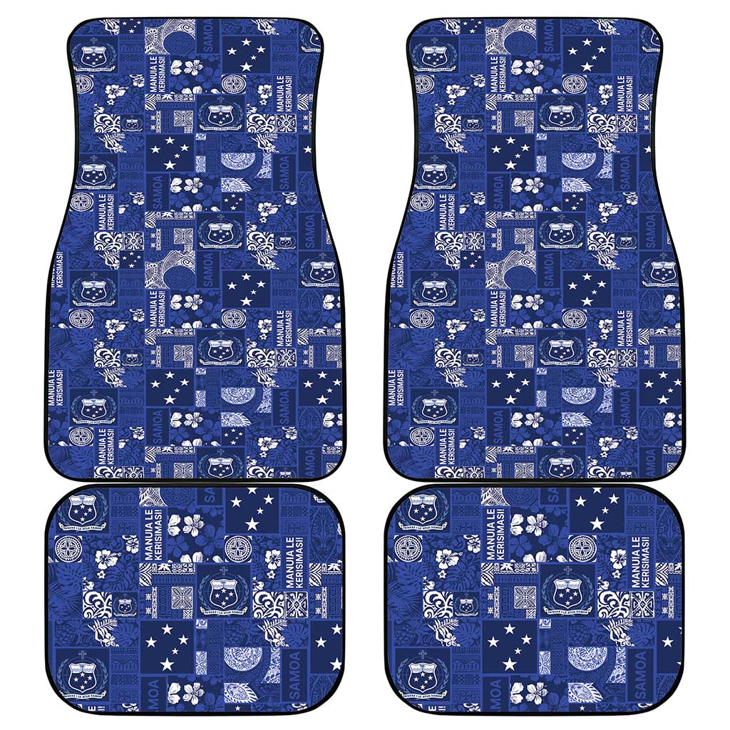 Blue Samoa Manuia Le Kerisimasi Car Mats Pacific Patchwork Xmas Vibes LT9 - Polynesian Pride
