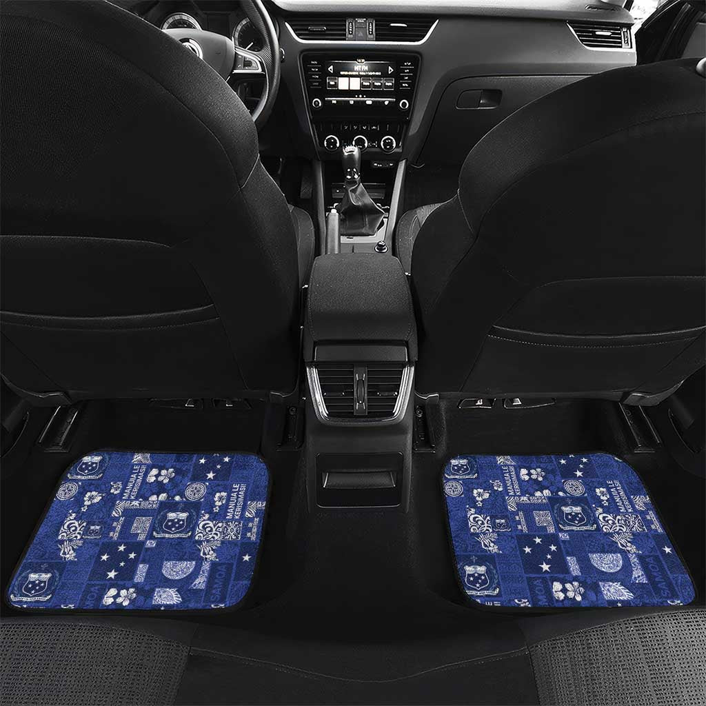 Blue Samoa Manuia Le Kerisimasi Car Mats Pacific Patchwork Xmas Vibes LT9 Set 2pcs - Back Blue - Polynesian Pride