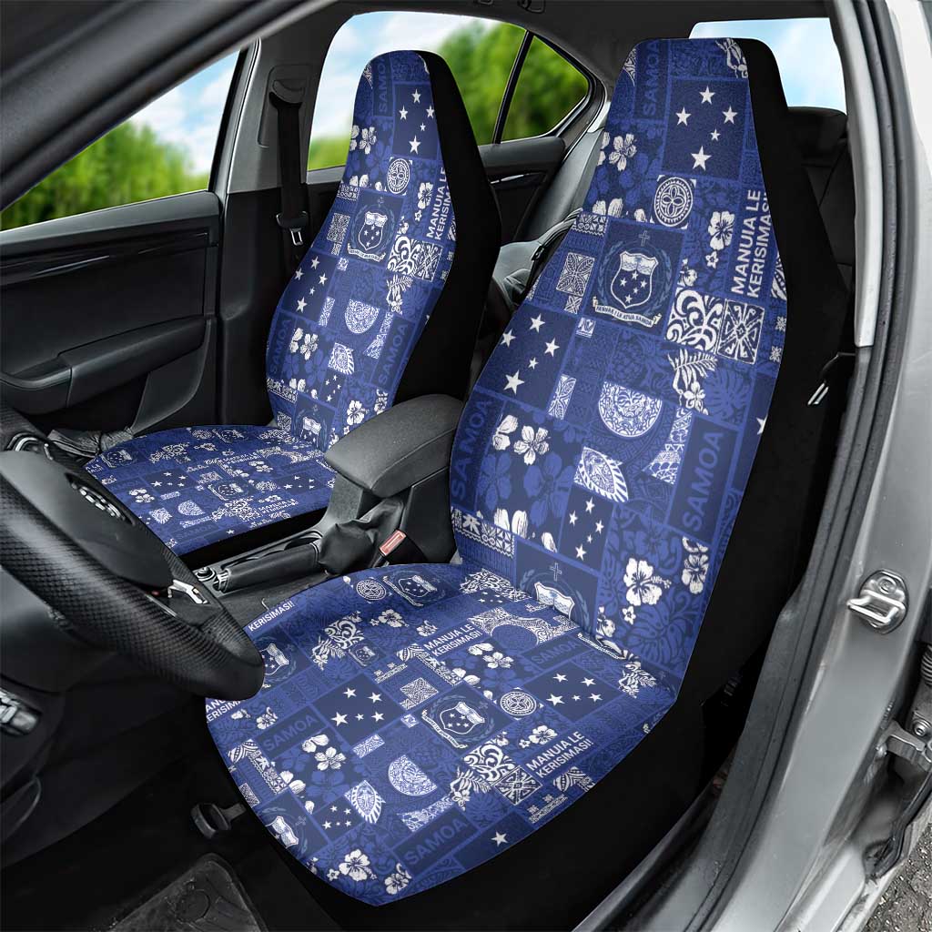 Blue Samoa Manuia Le Kerisimasi Car Seat Cover Pacific Patchwork Xmas Vibes - Polynesian Pride