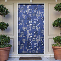 Blue Samoa Manuia Le Kerisimasi Door Cover Pacific Patchwork Xmas Vibes LT9 Blue - Polynesian Pride