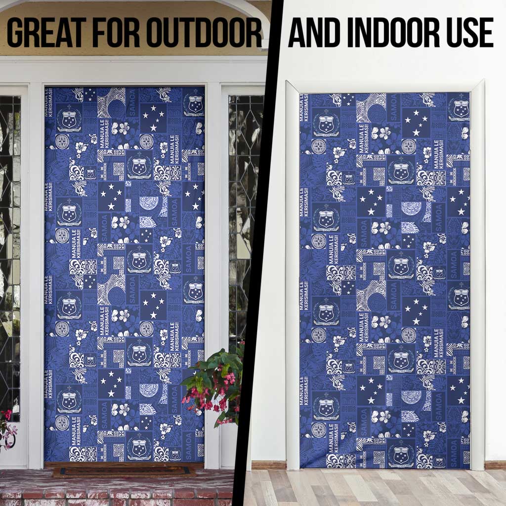 Blue Samoa Manuia Le Kerisimasi Door Cover Pacific Patchwork Xmas Vibes LT9 - Polynesian Pride