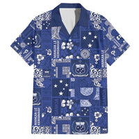 Blue Samoa Manuia Le Kerisimasi Family Matching Off The Shoulder Long Sleeve Dress and Hawaiian Shirt Pacific Patchwork Xmas Vibes - Polynesian Pride