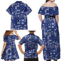 Blue Samoa Manuia Le Kerisimasi Family Matching Off Shoulder Maxi Dress and Hawaiian Shirt Pacific Patchwork Xmas Vibes - Polynesian Pride