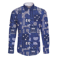 Blue Samoa Manuia Le Kerisimasi Family Matching Short Sleeve Bodycon Dress and Hawaiian Shirt Pacific Patchwork Xmas Vibes - Polynesian Pride