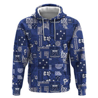Blue Samoa Manuia Le Kerisimasi Hoodie Pacific Patchwork Xmas Vibes LT9 Pullover Hoodie Blue - Polynesian Pride