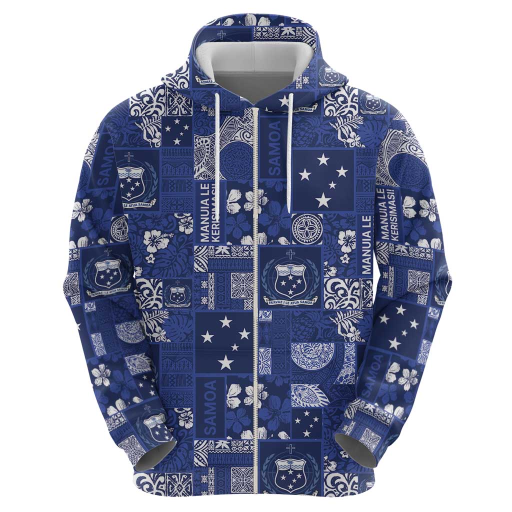 Blue Samoa Manuia Le Kerisimasi Hoodie Pacific Patchwork Xmas Vibes LT9 - Polynesian Pride