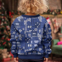 Blue Samoa Manuia Le Kerisimasi Kid Ugly Christmas Sweater Pacific Patchwork Xmas Vibes LT9 - Polynesian Pride