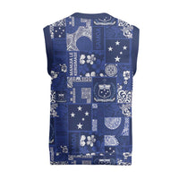 Blue Samoa Manuia Le Kerisimasi Christmas Knitted V-Neck Vest Pacific Patchwork Xmas Vibes LT9 - Polynesian Pride