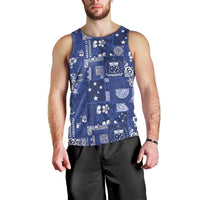 Blue Samoa Manuia Le Kerisimasi Men Tank Top Pacific Patchwork Xmas Vibes - Polynesian Pride