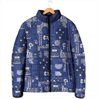 Blue Samoa Manuia Le Kerisimasi Padded Jacket Pacific Patchwork Xmas Vibes LT9 - Polynesian Pride