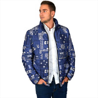 Blue Samoa Manuia Le Kerisimasi Padded Jacket Pacific Patchwork Xmas Vibes LT9 - Polynesian Pride