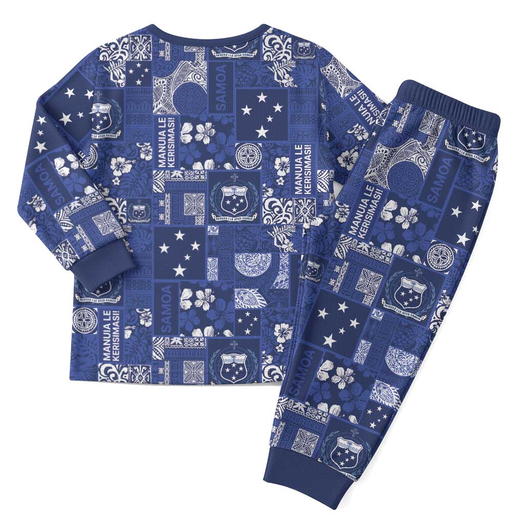 Blue Samoa Manuia Le Kerisimasi Christmas Pajama Set Pacific Patchwork Xmas Vibes LT9 - Polynesian Pride