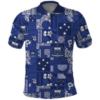 Blue Samoa Manuia Le Kerisimasi Polo Shirt Pacific Patchwork Xmas Vibes - Polynesian Pride
