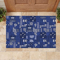 Blue Samoa Manuia Le Kerisimasi Rubber Doormat Pacific Patchwork Xmas Vibes LT9 Blue - Polynesian Pride