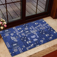 Blue Samoa Manuia Le Kerisimasi Rubber Doormat Pacific Patchwork Xmas Vibes LT9 - Polynesian Pride