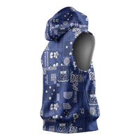 Blue Samoa Manuia Le Kerisimasi Sleeveless Hoodie Pacific Patchwork Xmas Vibes LT9 - Polynesian Pride