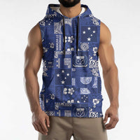 Blue Samoa Manuia Le Kerisimasi Sleeveless Hoodie Pacific Patchwork Xmas Vibes LT9 - Polynesian Pride