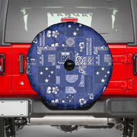 Blue Samoa Manuia Le Kerisimasi Spare Tire Cover Pacific Patchwork Xmas Vibes - Polynesian Pride