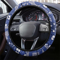 Blue Samoa Manuia Le Kerisimasi Steering Wheel Cover Pacific Patchwork Xmas Vibes LT9 - Polynesian Pride