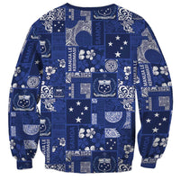 Blue Samoa Manuia Le Kerisimasi Sweatshirt Pacific Patchwork Xmas Vibes LT9 - Polynesian Pride