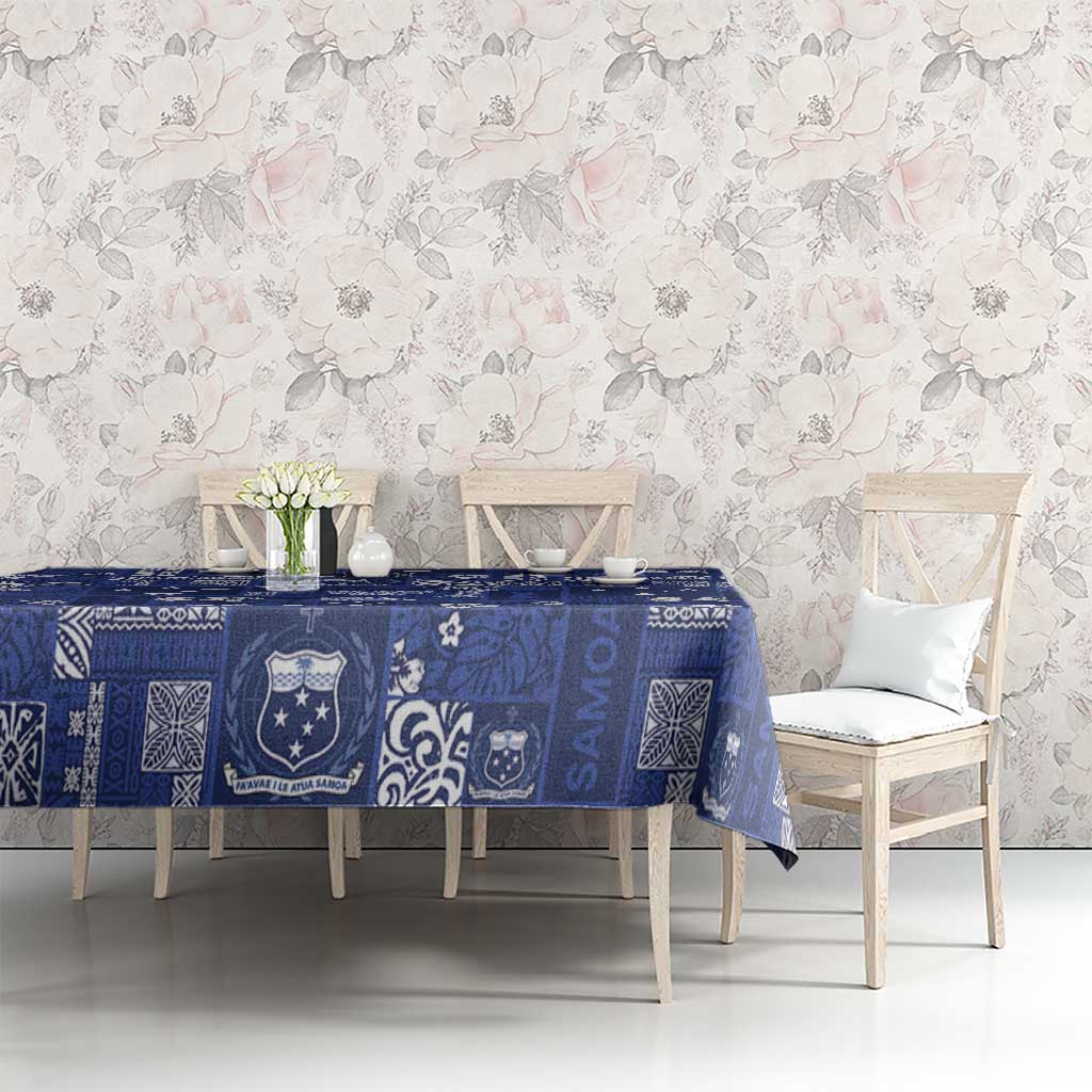 Blue Samoa Manuia Le Kerisimasi Tablecloth Pacific Patchwork Xmas Vibes LT9 - Polynesian Pride