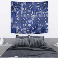 Blue Samoa Manuia Le Kerisimasi Tapestry Pacific Patchwork Xmas Vibes - Polynesian Pride