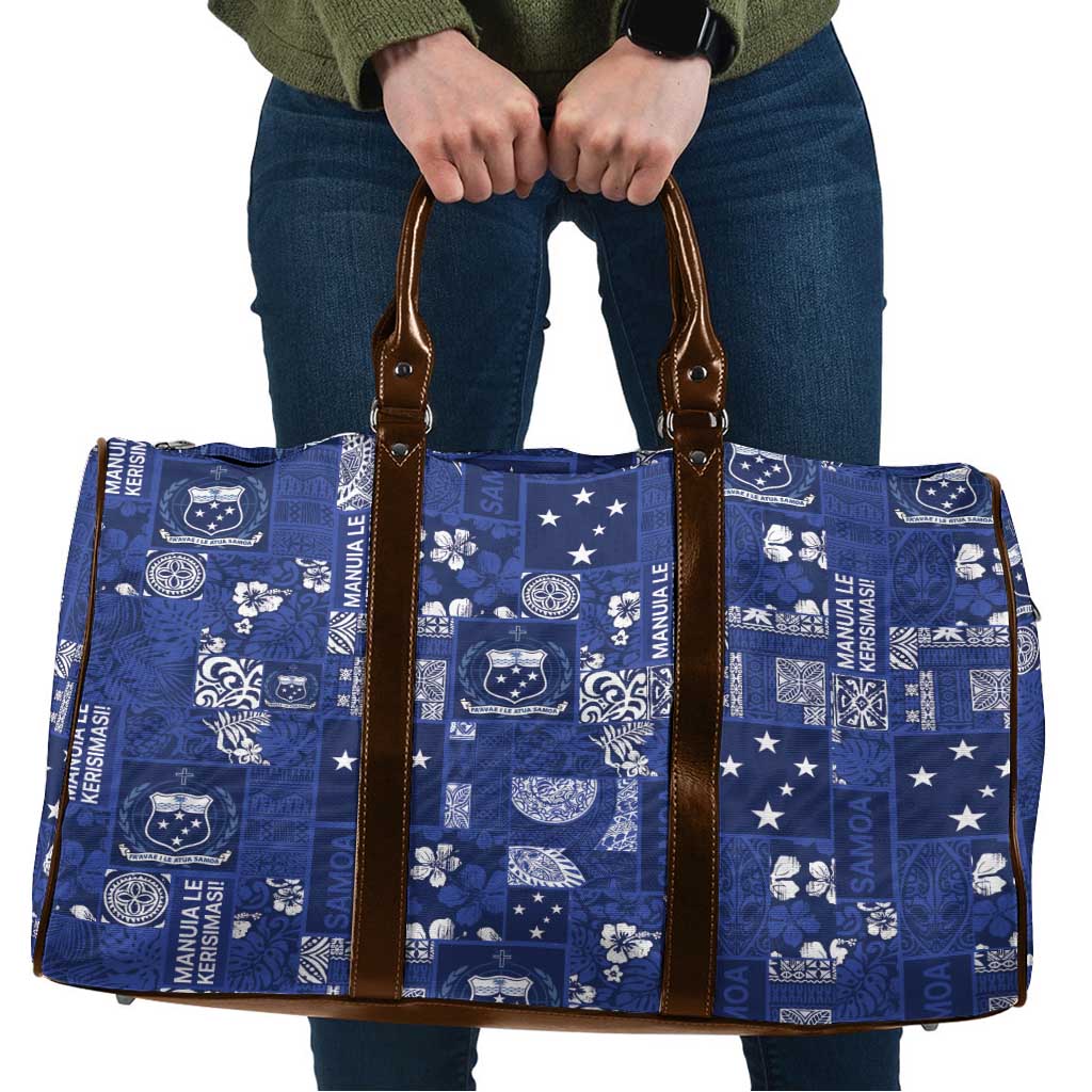 Blue Samoa Manuia Le Kerisimasi Travel Bag Pacific Patchwork Xmas Vibes LT9 Blue - Polynesian Pride