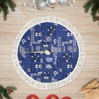 Blue Samoa Manuia Le Kerisimasi Tree Skirt Pacific Patchwork Xmas Vibes LT9 Fringed Blue - Polynesian Pride