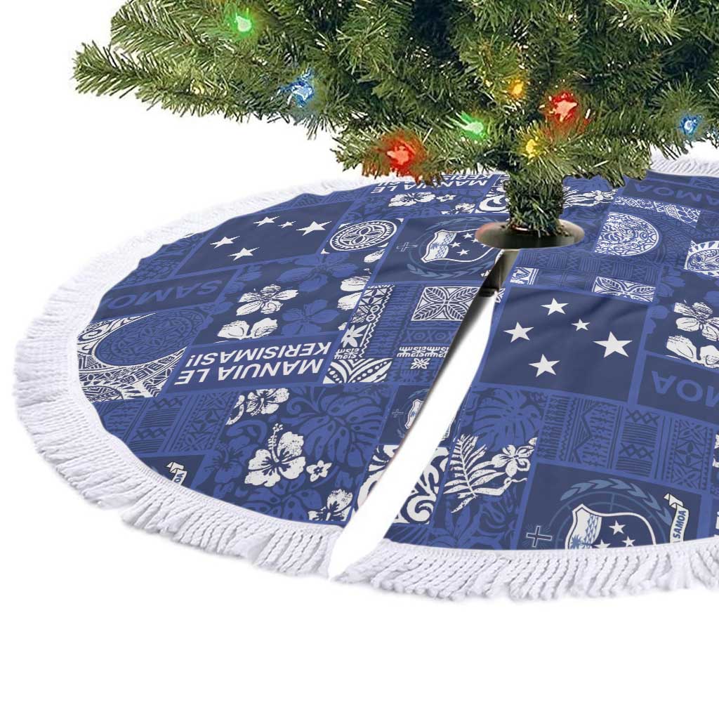 Blue Samoa Manuia Le Kerisimasi Tree Skirt Pacific Patchwork Xmas Vibes LT9 - Polynesian Pride