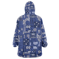 Blue Samoa Manuia Le Kerisimasi Wearable Blanket Hoodie Pacific Patchwork Xmas Vibes LT9 - Polynesian Pride