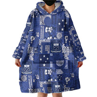 Blue Samoa Manuia Le Kerisimasi Wearable Blanket Hoodie Pacific Patchwork Xmas Vibes LT9 - Polynesian Pride