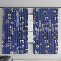 Blue Samoa Manuia Le Kerisimasi Window Curtain Pacific Patchwork Xmas Vibes - Polynesian Pride