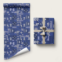 Blue Samoa Manuia Le Kerisimasi Wrapping Paper Pacific Patchwork Xmas Vibes LT9 58" × 23" Blue - Polynesian Pride