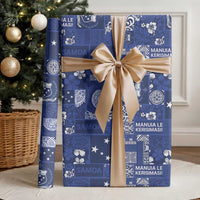 Blue Samoa Manuia Le Kerisimasi Wrapping Paper Pacific Patchwork Xmas Vibes LT9 - Polynesian Pride