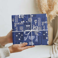 Blue Samoa Manuia Le Kerisimasi Wrapping Paper Pacific Patchwork Xmas Vibes LT9 - Polynesian Pride