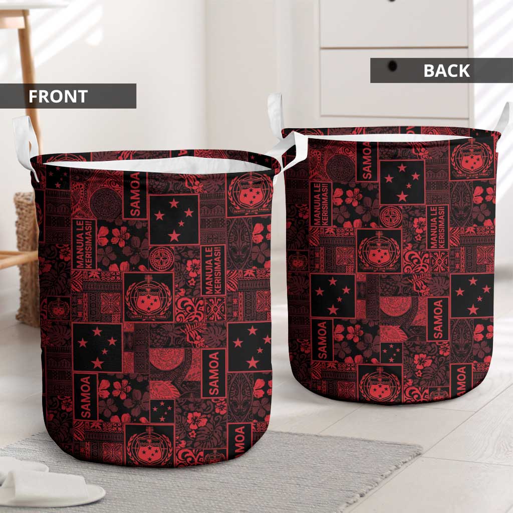 Dark Samoa Manuia Le Kerisimasi Laundry Basket Pacific Patchwork Xmas Vibes LT9 - Polynesian Pride