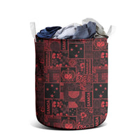 Dark Samoa Manuia Le Kerisimasi Laundry Basket Pacific Patchwork Xmas Vibes LT9 - Polynesian Pride
