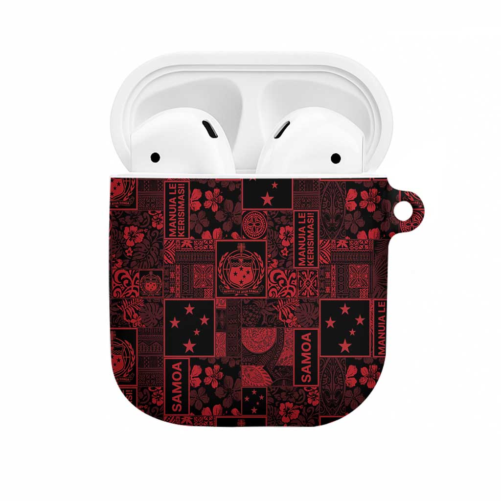 Dark Samoa Manuia Le Kerisimasi AirPods Case Pacific Patchwork Xmas Vibes LT9 Red - Polynesian Pride