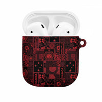 Dark Samoa Manuia Le Kerisimasi AirPods Case Pacific Patchwork Xmas Vibes LT9 Red - Polynesian Pride