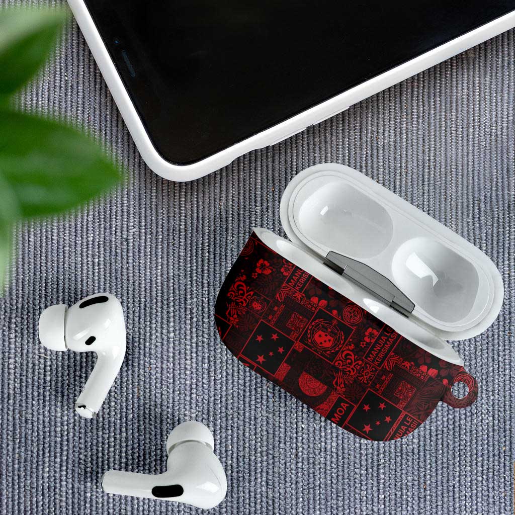 Dark Samoa Manuia Le Kerisimasi AirPods Case Pacific Patchwork Xmas Vibes LT9 - Polynesian Pride