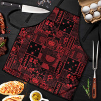 Dark Samoa Manuia Le Kerisimasi Apron Pacific Patchwork Xmas Vibes LT9 Red - Polynesian Pride