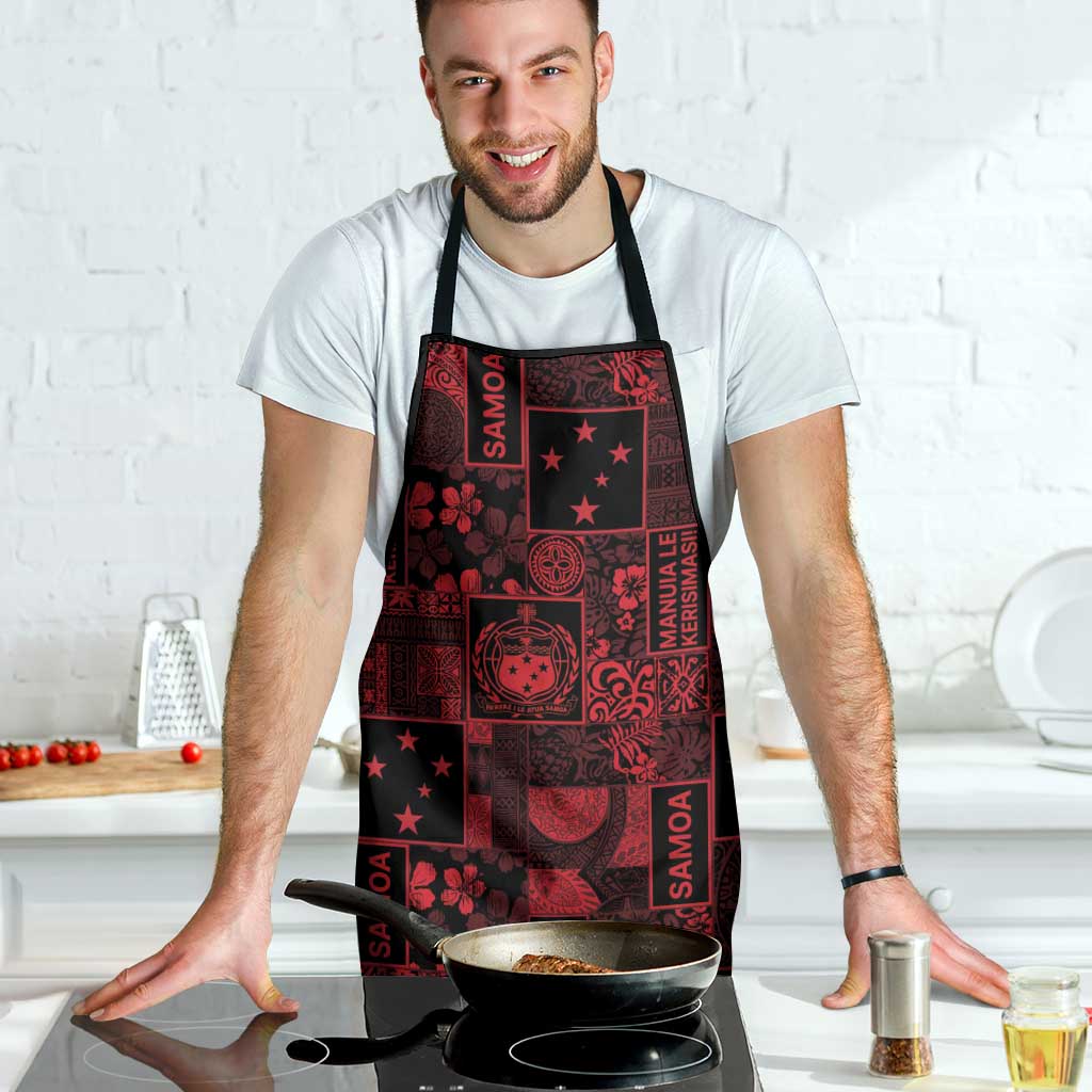 Dark Samoa Manuia Le Kerisimasi Apron Pacific Patchwork Xmas Vibes LT9 - Polynesian Pride