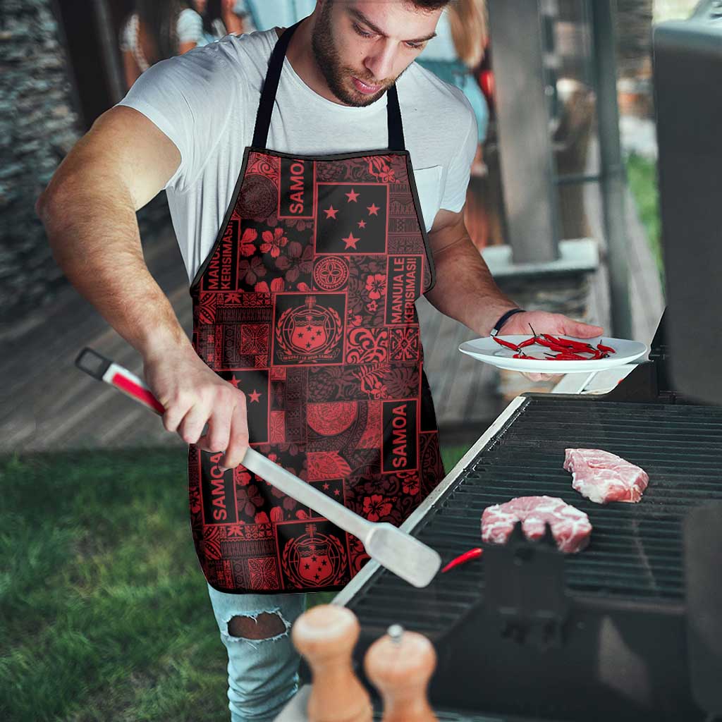 Dark Samoa Manuia Le Kerisimasi Apron Pacific Patchwork Xmas Vibes LT9 - Polynesian Pride